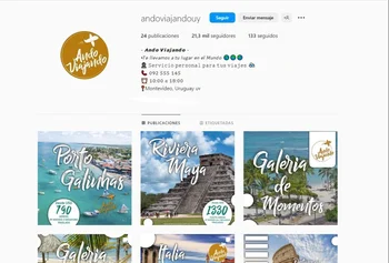 Página de Instagram de la agencia Ando Viajando