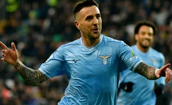Matías Vecino celebra el gol de la victoria de Lazio ante Udinese