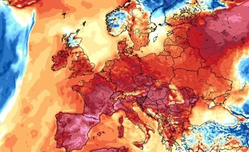 Imagen del satélite de las altas temperaturas este mediodía en Europa