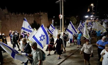 Colonos israelíes de Cisjordania ocupada se manifiestan en Jerusalén.