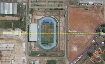 El Estadio Zerao está exactamente en la mitad del mundo