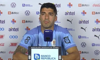 Luis Suárez en la conferencia de prensa