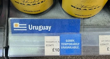 Vino uruguayo agotado en supermercado de las Islas Malvinas/Falklands