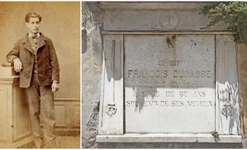 Izquierda: Isidore Ducasse, el Conde de Lautréamont; derecha: el nicho de su padre en el Cementerio Central