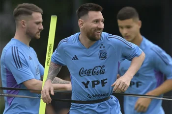 Lionel Messi en la preparación para el partido de este jueves