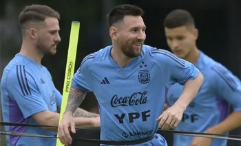 Lionel Messi en la preparación para el partido de este jueves