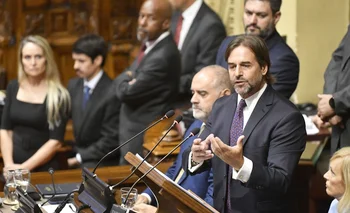 El presidente de la República, Luis Lacalle Pou, este sábado en el Parlamento