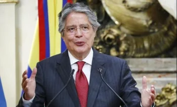 El presidente ecuatoriano Guillermo Lasso durante su visita a Casa Rosada.