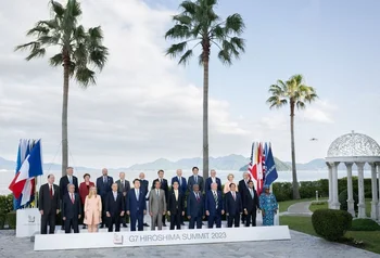 Los miembros del G7 reunidos en Hiroshima.