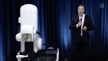 Elon Musk, propietario de Neuralink, en una de sus tantas presentaciones impactantes ante la prensa