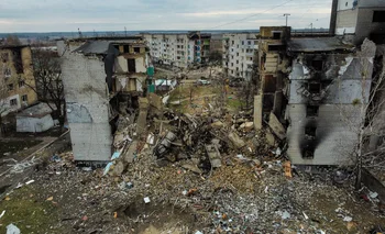 Un edificio residencial destruido en Ucrania