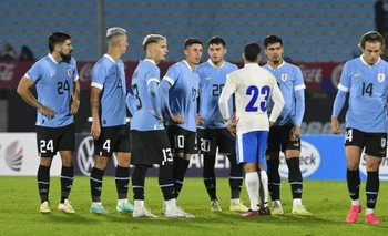 Jugadores de Uruguay ante Cuba