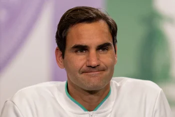 Roger Federer en su paso por Wimbledon 2021
