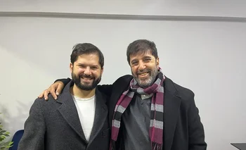 Gabriel Boric (izquierda) y Fernando Pereira (derecha) en la reunión de este miércoles