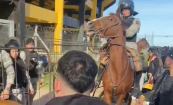 Insultos de hinchas de Peñarol con la policía en una entrada al Campeón del Siglo
