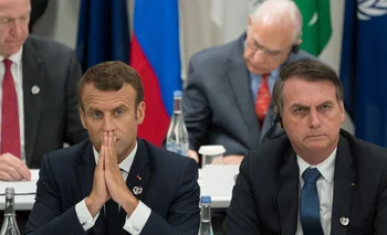 Emmanuel Macron y Jair Bolsonaro en junio de este año en la cumbre del G20 en Japón
