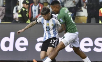 Garnacho ingresó en los últimos minutos ante Bolivia.
