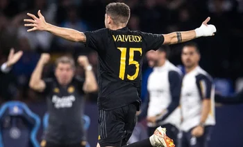Federico Valverde grita con todo el gol que finalmente la UEFA no le dio