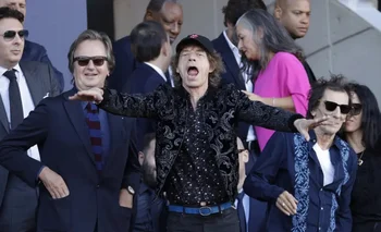 Mick Jagger y Ron Wood, en las tribunas del Camp Nou.