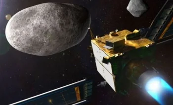 Ilustración del satélite DART antes de impactar con un asteroide