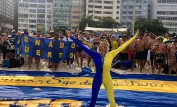 Xipolitakis en Río de Janeiro con los hinchas de Boca