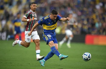 Miguel Merentiel en la final de la Copa Libertadores