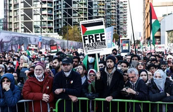 La policía londinense calculó que fueron 300.000 los manifestantes pro-Palestina que marcharon por la ciudad