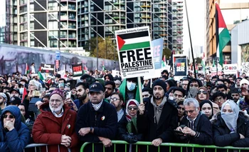 La policía londinense calculó que fueron 300.000 los manifestantes pro-Palestina que marcharon por la ciudad