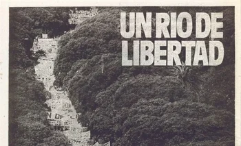 Recorte de "Un río de libertad", contratapa de la edición del 28 de noviembre de 1983 del semanario Aquí
