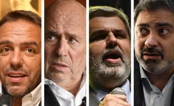 Los cuatro candidatos a presidente de Peñarol: Ignacio Ruglio, Edgardo Novick, Evaristo González y Gastón Tealdi