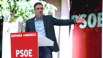 Pedro Sánchez en el acto del PSOE en Madrid.
