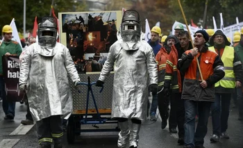 Protesta de los trabajadores del acero en Bruselas, Bélgica (foto archivo)