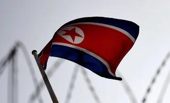 La bandera norcoreana.<br>