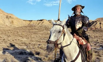 Jean Rochefort en el rodaje de <i>The man who killed Don Quixote</i> 