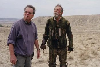 Terry Gilliam y Jean Rochefort en el rodaje de <i>The man who killed Don Quixote</i> 