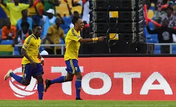 El gol de Pierre-Emerick Aubameyang, con el que Gabón se adelantó en el marcador en el inicio de la Copa Africana de Naciones<br>