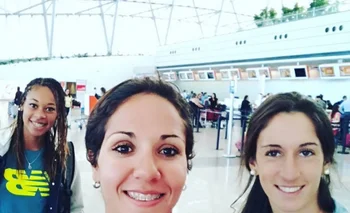 Lorena Aires, Lorena Sosa y Pía Fernández antes de viajar a Buenos Aires
