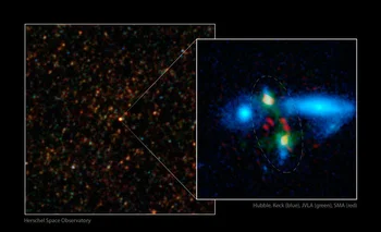La fusión de dos galaxias masivas fue captada desde el observatorio Herschel de la ESA